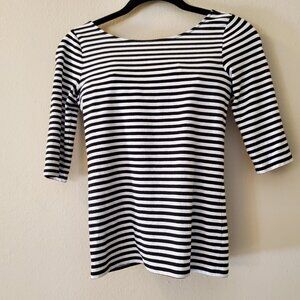 Theory Black and White striped reversible top size XS